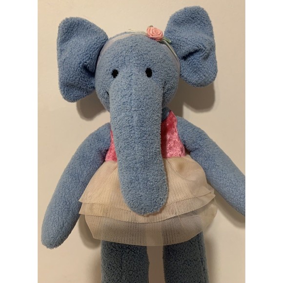 Bestever Plush Elephant Blue Pink Ballerina 14" Ballet TuTu Slippers Headband - Picture 2 of 9